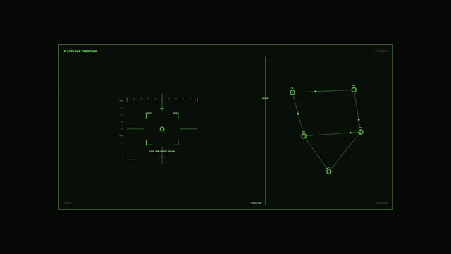 Green Sci-Fi Target-Lock HUD Interface with Telemetry Nodes — 4K Wallpaper