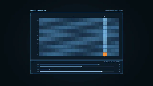 Sonar Core Matrix Telemetry HUD, Blue 4K Sci-Fi Wallpaper