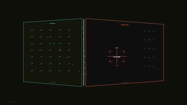 4K Sci-Fi Energy Generation HUD Wallpaper with Skewed Cyan and Orange Telemetry