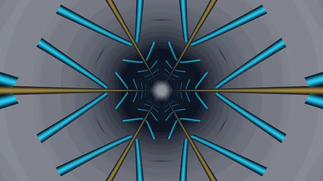 Cyan and Gold Geometric Light Tunnel 4K Wallpaper