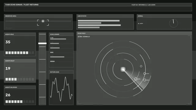 Sci-Fi Telemetry Dashboard HUD with Circular Scanner — 4K Wallpaper