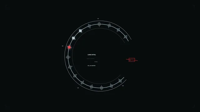 Circular System Monitoring HUD with Red Status Marker 4K Sci-Fi Wallpaper