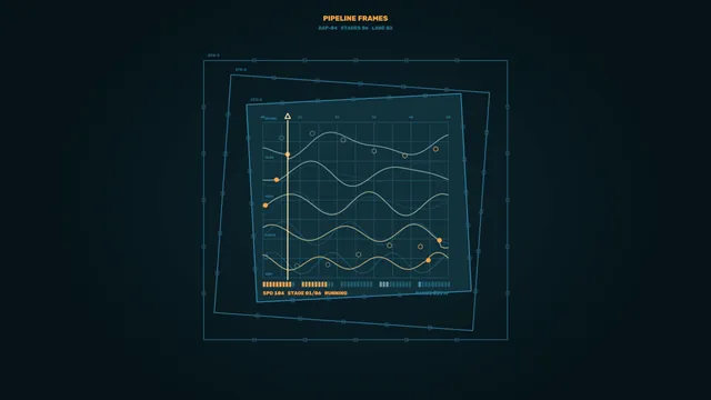 Pipeline Process Telemetry HUD Dashboard in Teal and Amber