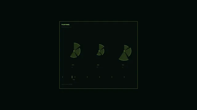 Green Sci-Fi HUD Plan Panel with Segmented Scanner Gauges