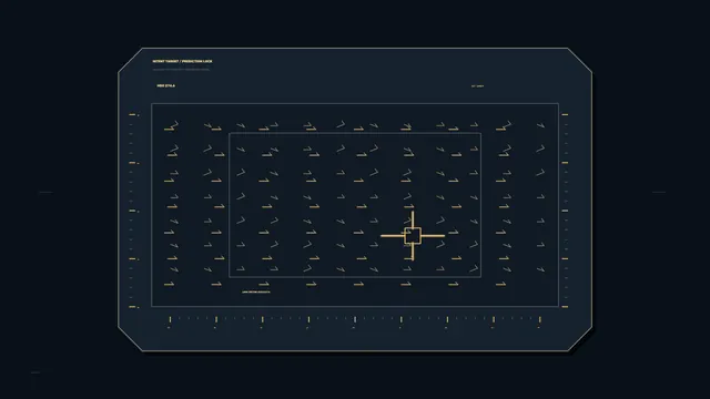 Futuristic Prediction-Lock HUD with Central Scanner and Vector Grid – 4K
