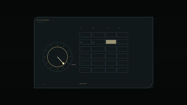 Futuristic Status Monitor HUD with Circular Gauge and Telemetry Grid