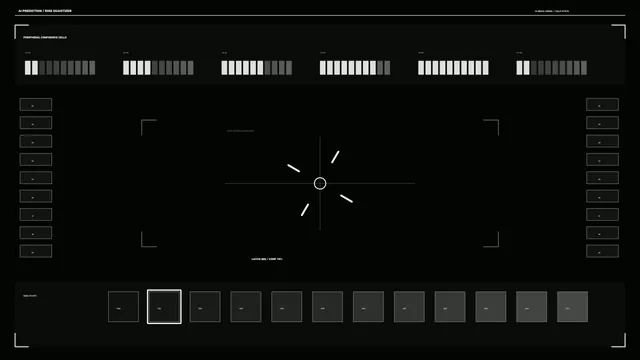 Monochrome Risk State HUD with Central Aperture Reticle