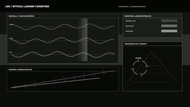 Fictional Aircraft Landing Targeting HUD with Glide Waveforms