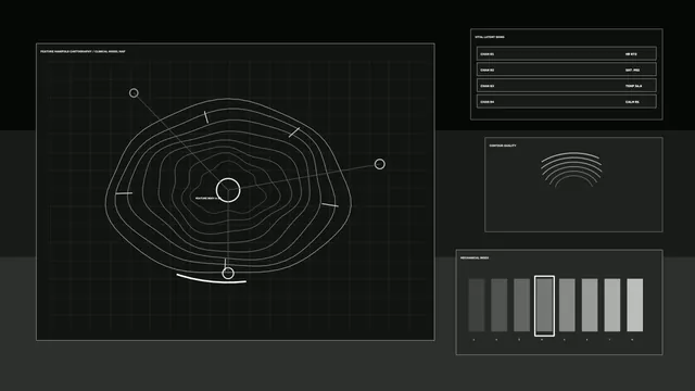 Sci-Fi HUD Contour Map Diagnostic Dashboard Wallpaper