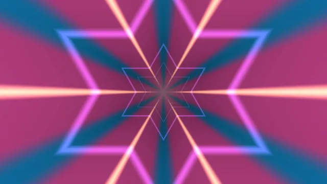 Neon Geometric Star Tunnel 4K Wallpaper