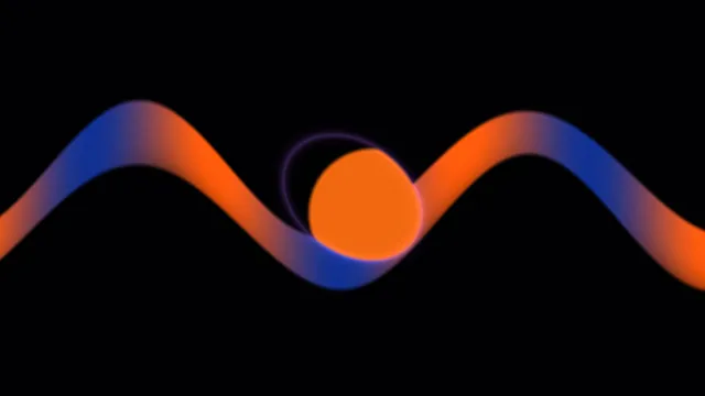 Neon Orange and Blue Wave with Glowing Sphere 4K Wallpaper