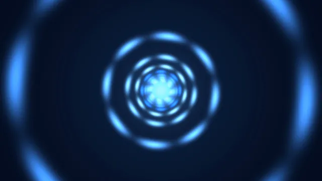 Blue Plasma Tunnel with Concentric Glowing Rings 4K Wallpaper