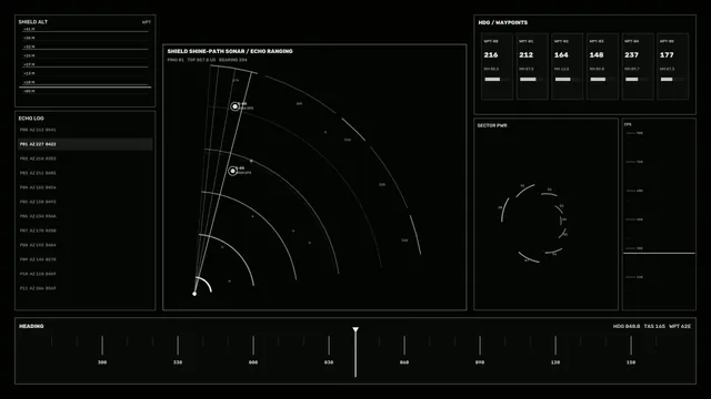Futuristic Sonar Echo-Ranging HUD with Waypoint Telemetry 4K Wallpaper