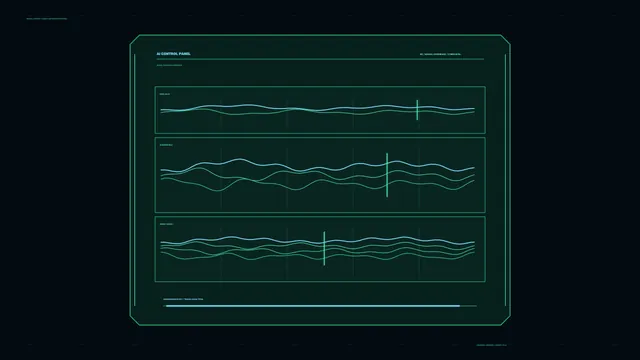 Sci-Fi Telemetry Dashboard HUD with Waveform Graphs