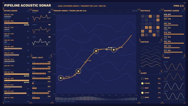 Pipeline Acoustic Sonar Monitoring HUD Dashboard