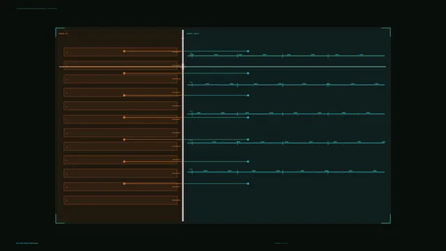 Sci-Fi HUD Telemetry Dashboard with Amber and Cyan Data Panels