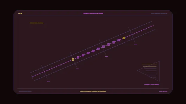 Cabin Decompression Pressure Ladder HUD with Magenta Telemetry Nodes
