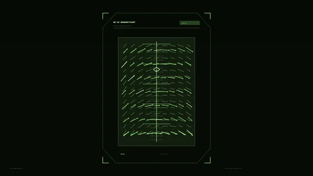 Green Sci-Fi Telemetry HUD Flow-Field 4K Wallpaper