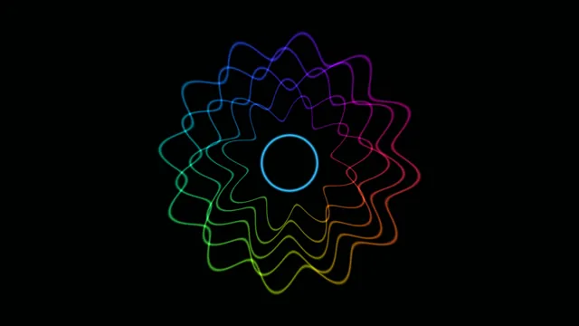 Neon Rainbow Mandala with Wavy Circular Lines on Black 4K Wallpaper