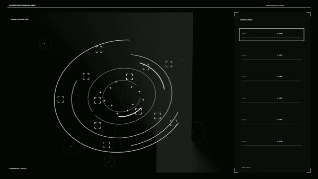 Monochrome Sci-Fi Orbit HUD Interface 4K Wallpaper