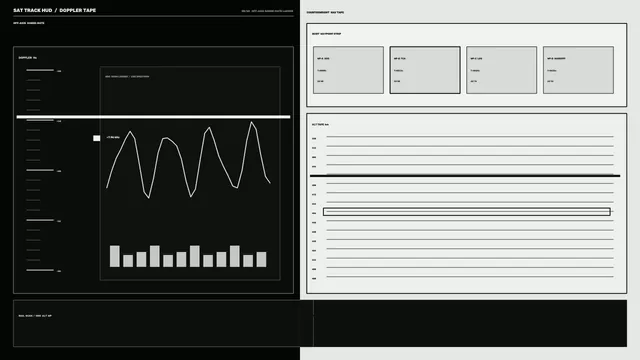 Satellite-Tracking Doppler HUD Dashboard – Monochrome 4K Wallpaper