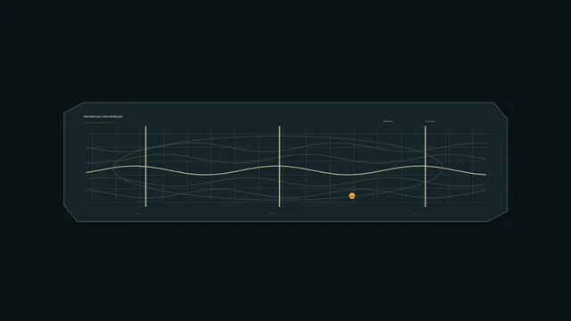 Futuristic Telemetry HUD Dashboard with Grid Traces and Marker Lines