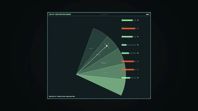 Futuristic Spacecraft Command HUD with Sector Scanner and Telemetry Bars 4K