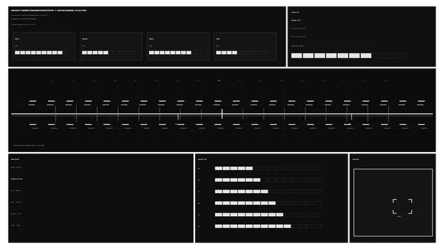 Monochrome Sci-Fi Communications Status HUD Dashboard 4K Wallpaper