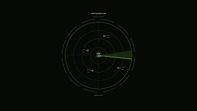 Carbon Abatement Radar HUD – Green Circular Telemetry Interface 4K Wallpaper
