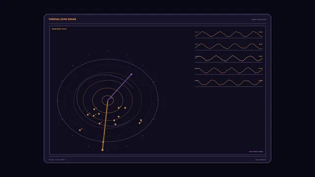 Thermal Echo Sonar HUD Dashboard with Circular Telemetry – 4K Sci-Fi Wallpaper