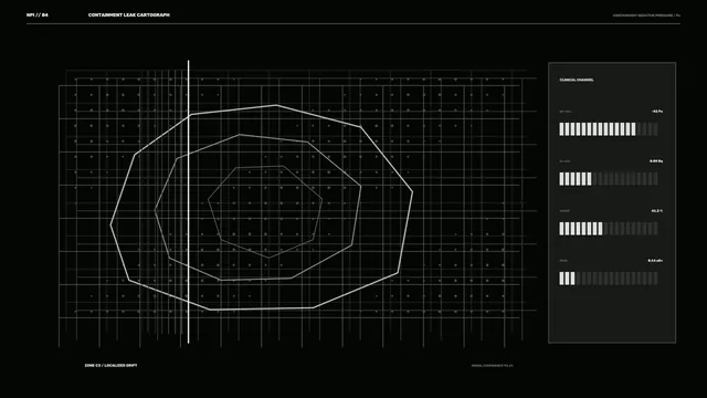 Fictional Containment Leak Monitoring HUD with Grid Telemetry