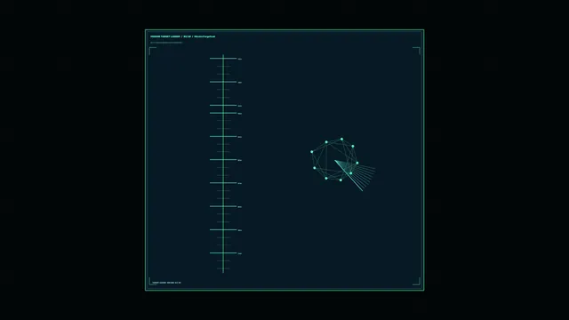 Teal Wireframe Target Scanner HUD 4K Wallpaper