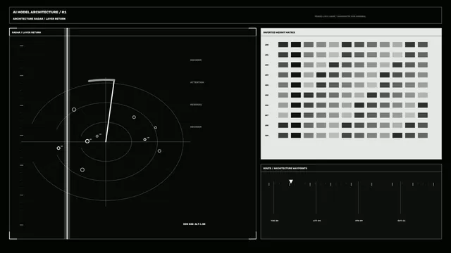 Monochrome Diagnostic HUD Dashboard with Radar and Matrix Grid 4K Wallpaper