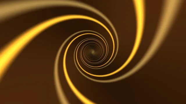 Golden Spiral Tunnel on Dark Brown Background 4K Wallpaper