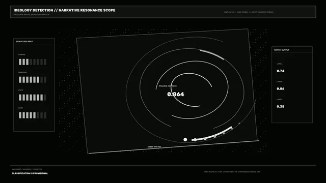 Monochrome Sci-Fi Scanner HUD with Circular Phase-Match Telemetry