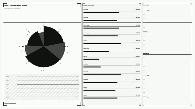 Monochrome Thermal Yield Analytics HUD 4K Sci-Fi Wallpaper