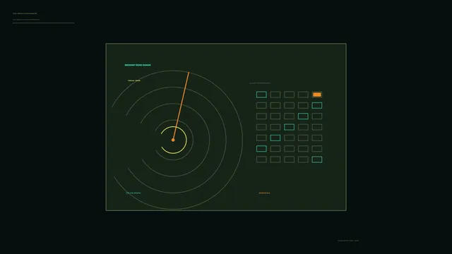 Fictional Radar Status Monitor HUD with Concentric Scan Rings
