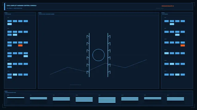 Fictional Civil Conflict Warning HUD Control Console