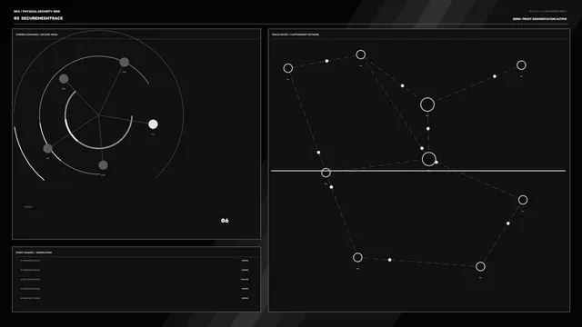 Nuclear Facility Security Network HUD with Radial Node Map – 4K Wallpaper