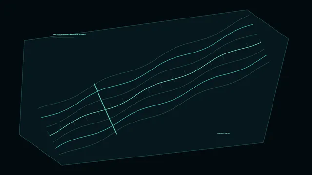 Teal Wavefront Scanner Performance HUD, Angled 4K Sci-Fi Wallpaper