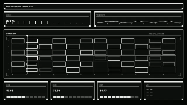 Monochrome Sci-Fi Impact Map HUD Dashboard 4K Wallpaper