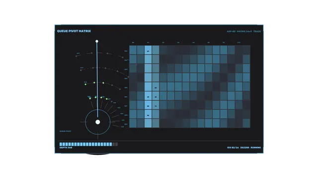 Queue Pivot Matrix Sci-Fi HUD with Telemetry Grid and Radial Scanner 4K
