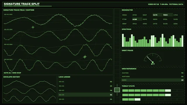 Futuristic Green Waveform Telemetry HUD Dashboard 4K Wallpaper