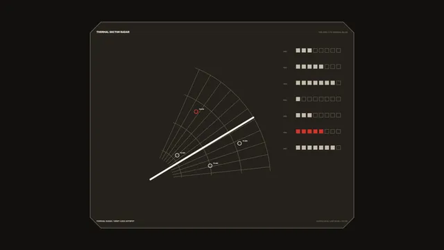 Thermal Sector Radar HUD with Temperature Telemetry – 4K Wallpaper
