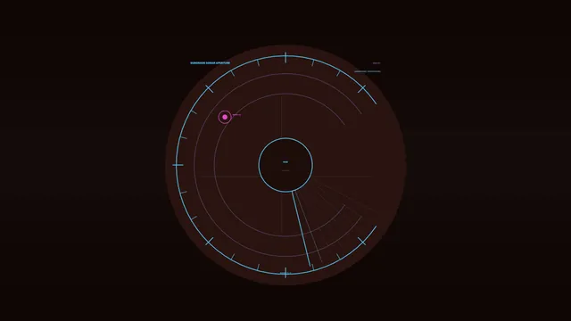 Circular Cyan Radar HUD with Magenta Target Marker 4K Wallpaper