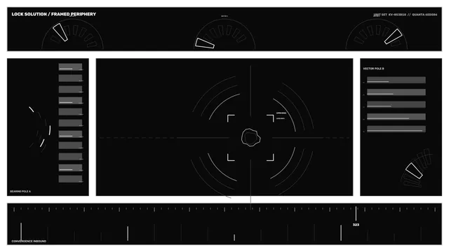 Asteroid Tracking HUD with Central Target Reticle and Vector Gauges