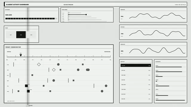 Sci-Fi HUD Dashboard with Run Timeline and Telemetry Graphs 4K Wallpaper