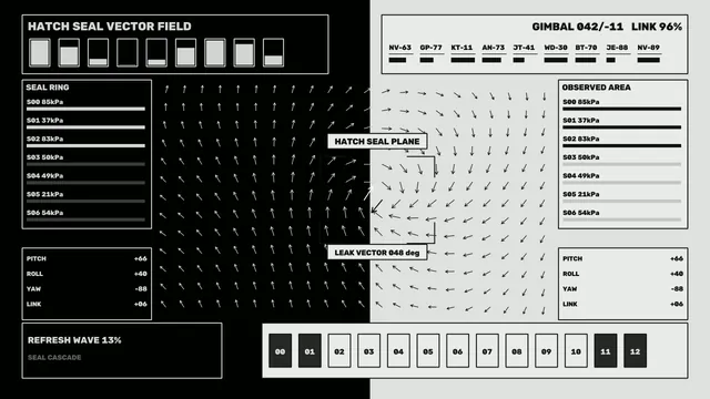 Monochrome Hatch Seal Vector Field HUD 4K Wallpaper