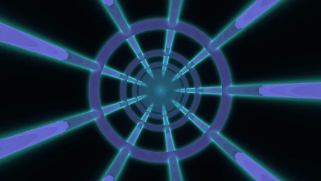 Neon Concentric Tunnel with Violet Radial Beams 4K Wallpaper