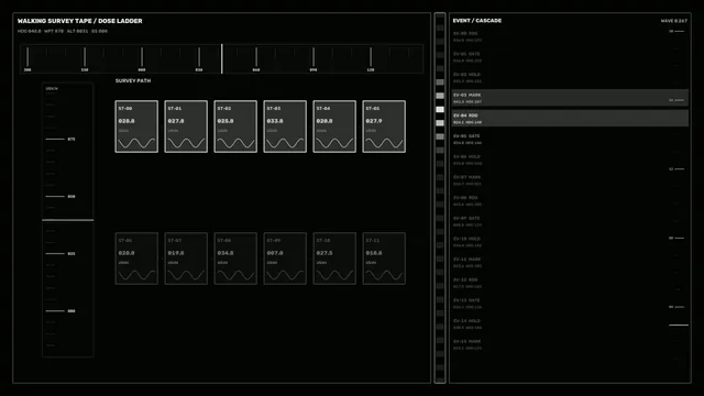 Fictional Radiation Survey HUD 4K Wallpaper with Station Telemetry
